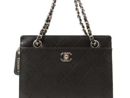 Chanel Around 1998 Made Caviar Skin Turn-Lock Chain Top Handle Bag Black Online