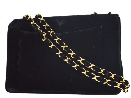 CHANEL 1994-1996 Vertical Stitch Classic Flap Jumbo Black Velvet A41370i For Sale