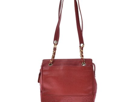 Chanel Chain Tote Bag Red Ladies Caviar Skin Shoulder Online Hot Sale