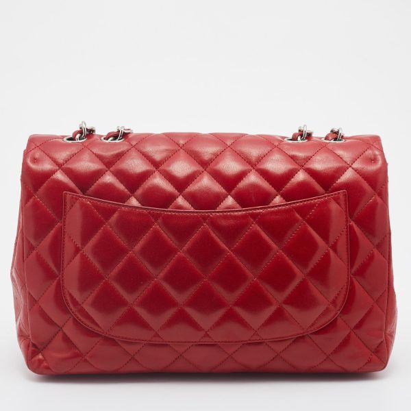 Chanel Red Quilted Leather Jumbo Classic Single Flap Bag Online Sale