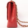 Chanel Around 1995 Made Caviar Skin Cc Mark Diagonal Stitch Chain Bag Red Discount