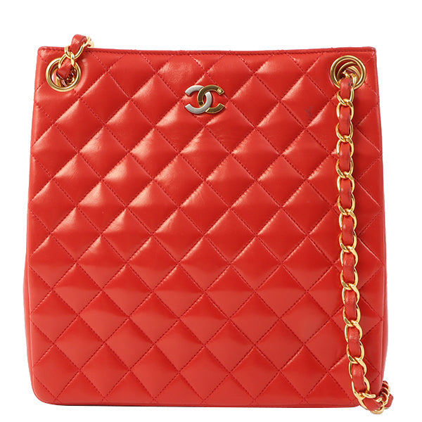 Chanel Around 1995 Made Paris Limited Cc Mark Plate 2Way Chain Bag Red For Sale