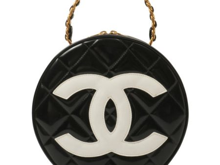 Chanel Around 1995 Made Patent Round Design Cc Mark Vanity Black For Cheap