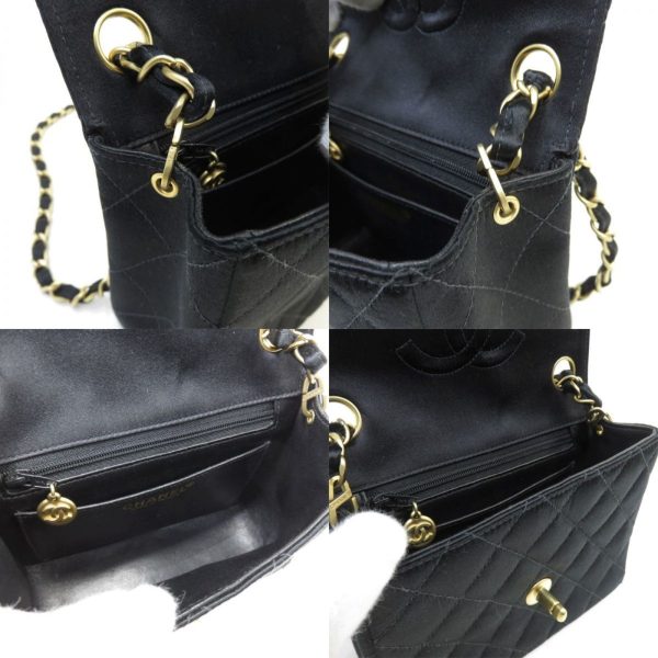 Chanel mini matelasse satin single flap chain shoulder bag black gold metal fittings 7 series Online Sale