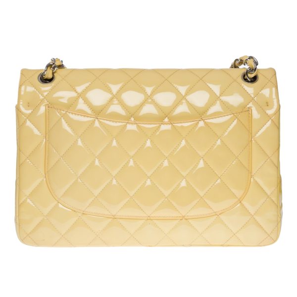 CHANEL Timeless Jumbo double flap shoulder bag in yellow patent leather, SHW Online Sale