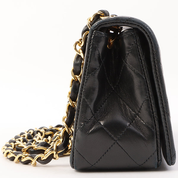 Chanel Around 1990 Made Full Flap Turn-Lock Chain Bag Mini Black Hot on Sale