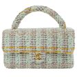 Chanel Around 1992 Made Tweed Classic Flap Handbag Mint Green Online