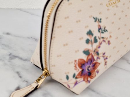 Coach Cosmetic Case 17 with Mini Magnolia Bouquet Print Make Up Pouch Chalk Floral - Coach F32067 Fashion