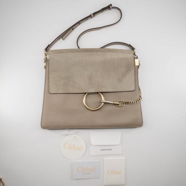 Chloe Faye Shoulder Bag Leather and Suede Medium Supply