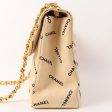 Chanel Around 1995 Made Canvas Logo Print Classic Flap Chain Bag Maxi Beige For Sale