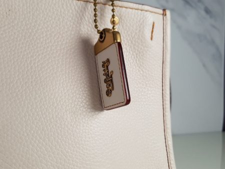 Coach 1941 Rogue 25 in Chalk - Shoulder Bag Handbag in White Pebble Leather Colorblock Oxblood Handles Online