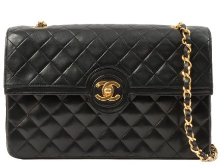 Chanel Around 1990 Made Design Flap Turn-Lock Chain Bag Black For Discount