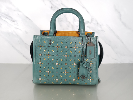 Coach 1941 Rogue 25 in Dark Turquoise With Prairie Rivets Satchel 21590 For Cheap