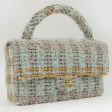 Chanel Around 1992 Made Tweed Classic Flap Handbag Mint Green Online