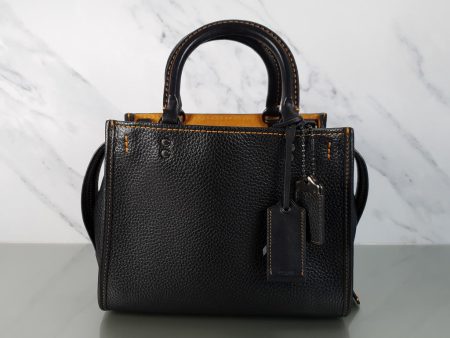 Coach 1941 Rogue 25 in Black Pebble Leather with Honey Suede lining - Handbag Shoulder Bag Online Sale