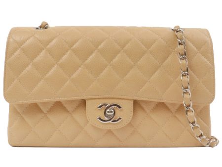 Chanel Around 1998 Made Caviar Skin Classic Flap Chain Bag 25Cm Beige Silver Cheap