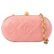 Chanel Around 1992 Made Cc Mark Stitch Metal Clasp Mini Chain Shoulder Bag Pink Supply