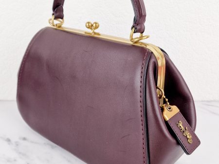 Coach 1941 Frame Bag with Kisslock in Oxblood Smooth Leather - Crossbody Handbag - Coach 68136 Online