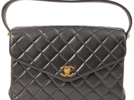 Chanel Around 1997 Made V Flap Turn-Lock Handle Bag Black Online