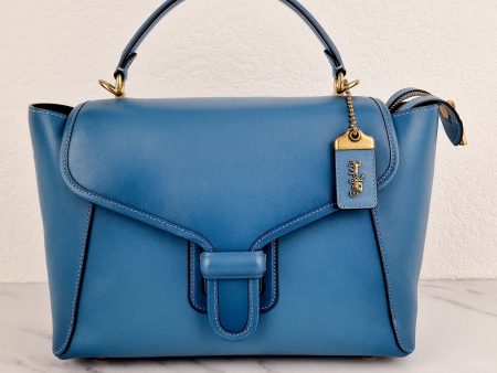 Coach 1941 Courier Carryall in Pacific Blue Smooth Leather Tophandle Crossbody Bag Satchel - Coach 88348 Sale