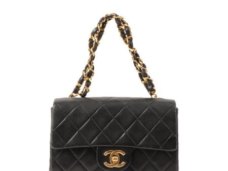 Chanel Around 1995 Made Classic Flap Chain Top Handle Bag Mini Black For Cheap