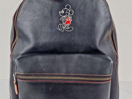 Disney x Coach Mickey Mouse Charlie Backpack in Black Smooth Leather Bag - Coach F59378 Sale