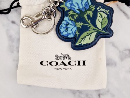 Coach Charm Sleeping Rose in Blue with Coach Signature on the Back & Silver Tone Hardware - Coach 67573 Fashion