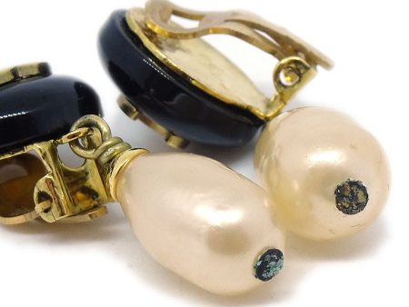 CHANEL 1994 Teardrop Pearl CC Dangle Earrings 10187 Online Hot Sale