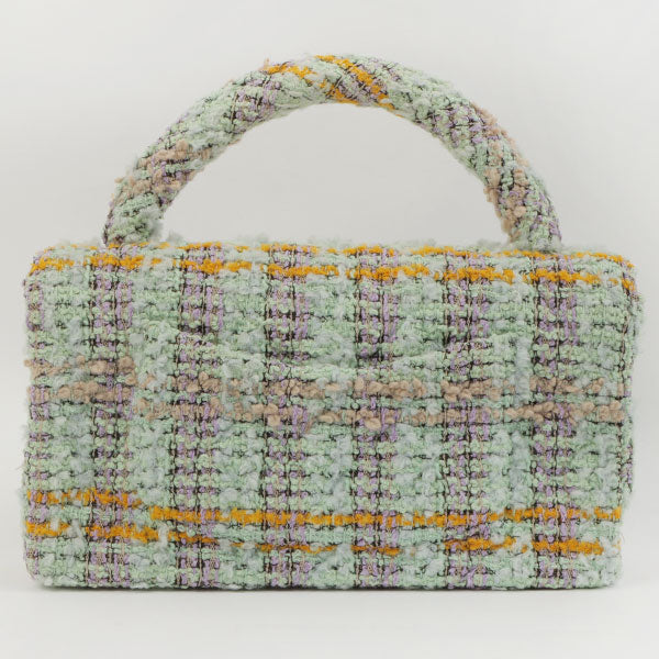 Chanel Around 1992 Made Tweed Classic Flap Handbag Mint Green Online