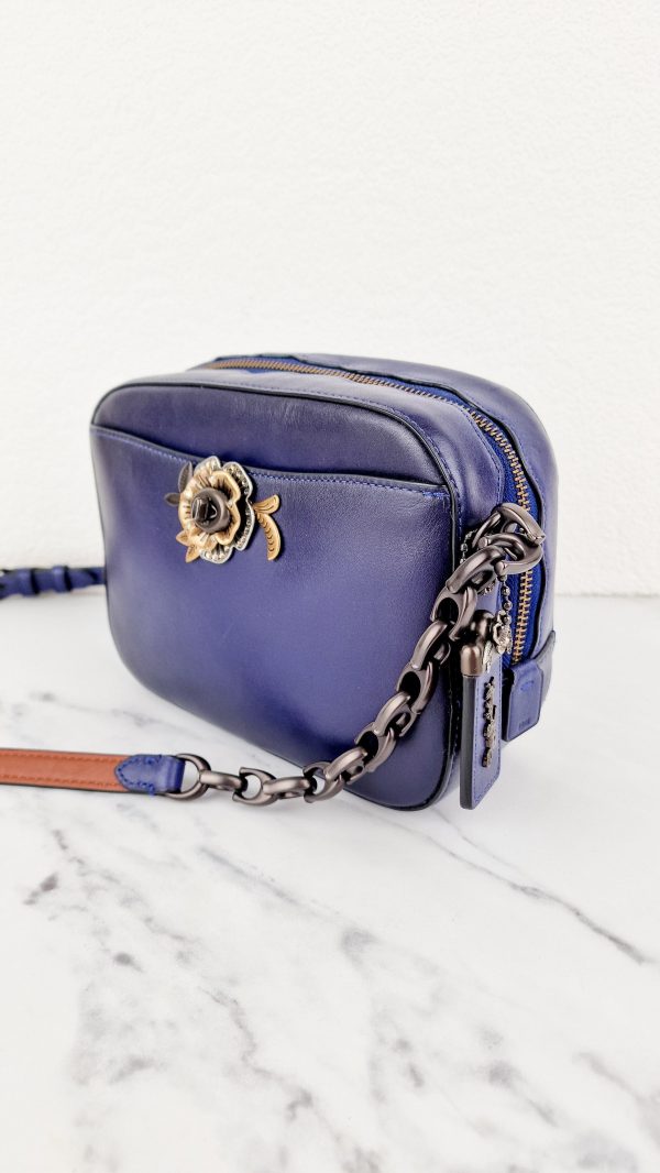 Coach 1941 Camera Bag with Tea Rose Turnlock Scalloped Edge C-Chain Strap Cadet Blue Purple Crossbody Bag - Coach 29094 on Sale