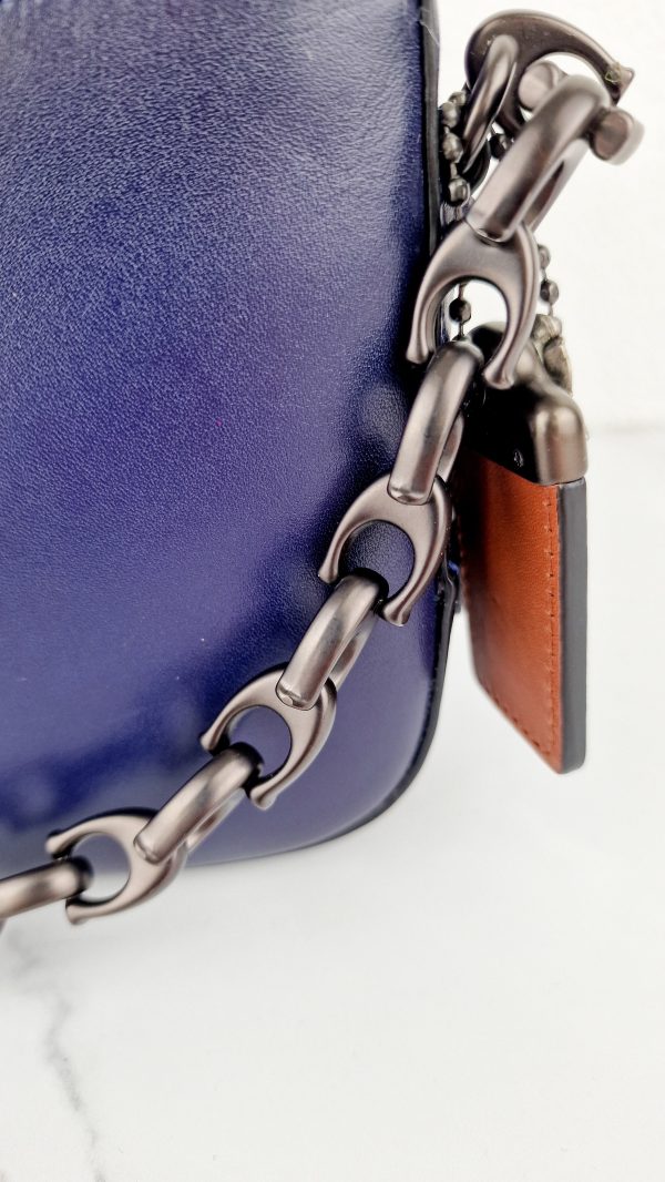 Coach 1941 Camera Bag with Tea Rose Turnlock Scalloped Edge C-Chain Strap Cadet Blue Purple Crossbody Bag - Coach 29094 on Sale