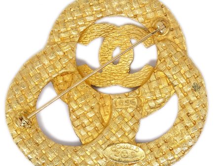 CHANEL 1994 Woven Brooch Pin Gold 52032 Fashion