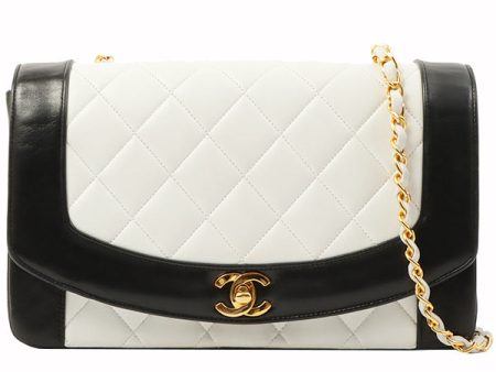 Chanel Around 1992 Made Diana Flap Chain Bag 25Cm Black White Fashion