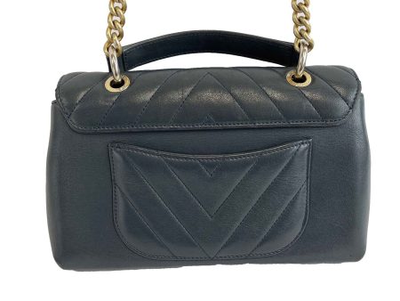 CHANEL - 2Way Bag V Stitch CC Coco Mark Black Leather Top Handle Crossbody Online now