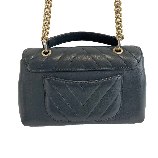 CHANEL - 2Way Bag V Stitch CC Coco Mark Black Leather Top Handle Crossbody Online now