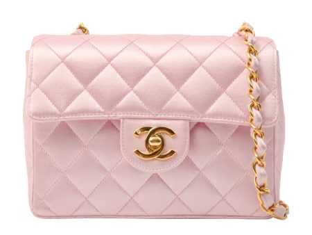 Chanel Around 1997 Made Silk Stain Classic Flap Chain Bag Mini Pink Sale