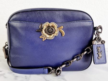 Coach 1941 Camera Bag with Tea Rose Turnlock Scalloped Edge C-Chain Strap in Cadet Blue Purple Crossbody Bag - Coach 29094 Online Sale