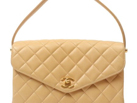 Chanel Around 1997 Made V-Flap Turn-Lock Handbag Beige Online Sale