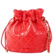 Chanel Around 1985~1990 Made Cc Mark Stitch Mini Drawstring Chain Bag Red on Sale