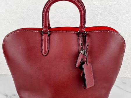 Coach 1941 Dakotah Satchel in Burgundy Red Smooth Leather Handbag Crossbody Bag - Coach 59132 For Discount