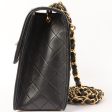 Chanel Around 1992 Made Design Flap Turn-Lock Chain Bag Black Discount