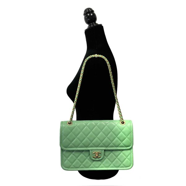 CHANEL - 2021 CC Medium Diamond Caviar Leather Mint Green Sweet Single Flap For Sale