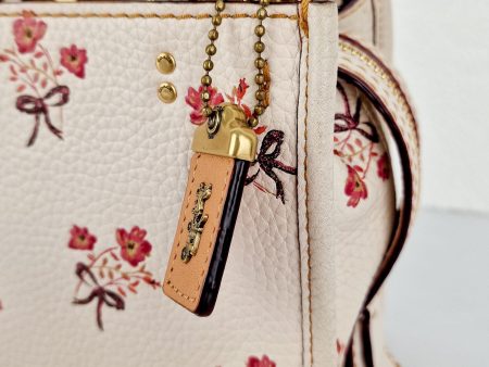 Coach 1941 Rogue 17 Floral Bow Chalk White Crossbody Bag Mini Bag in Pebbled Leather - Coach 26835 Online Hot Sale