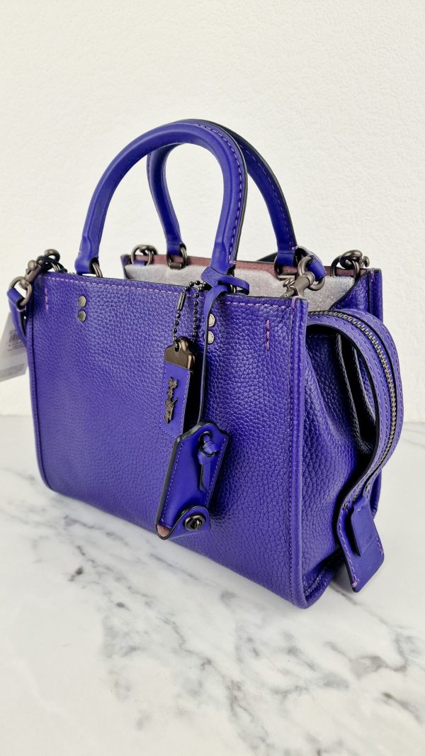 Disney x Coach 1941 Rogue 25 Dark Fairytale Purple with Black Flowers on Suede - LIMITED EDITION Coach 32778 For Cheap