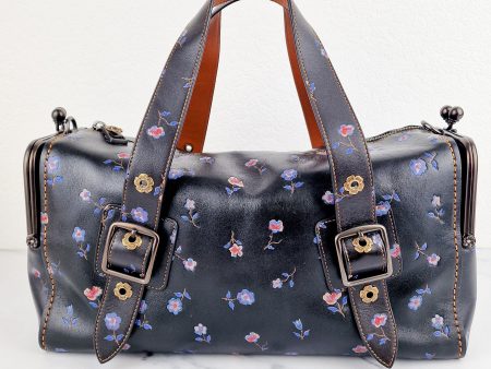 Coach 1941 Mailbox Bag 35 in Black with Prairie Print Purple Flowers - Coach 30571 For Discount