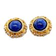 CHANEL - 93A Woven Chain Lapis Lazuli Cabochon Button Earrings Gold   Blue For Discount