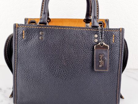 Coach 1941 Rogue 25 in Black Pebble Leather with Honey Suede lining - Handbag Shoulder Bag Coach 54536 Online now