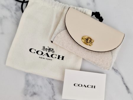 Coach Card Case with C Turnlock in Chalk Smooth Glovetanned Leather Hot on Sale