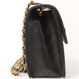 Chanel Around 1992 Made Design Flap Turn-Lock Chain Bag Black Discount