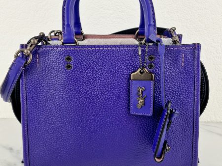 Disney x Coach 1941 Rogue 25 Dark Fairytale Purple with Black Flowers on Suede - LIMITED EDITION Coach 32778 For Cheap